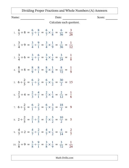 The Dividing and Simplifying Fractions with Some Whole Numbers (All) Math Worksheet Page 2