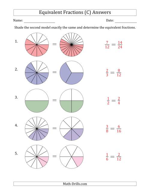The Equivalent Fractions Models (C) Math Worksheet Page 2