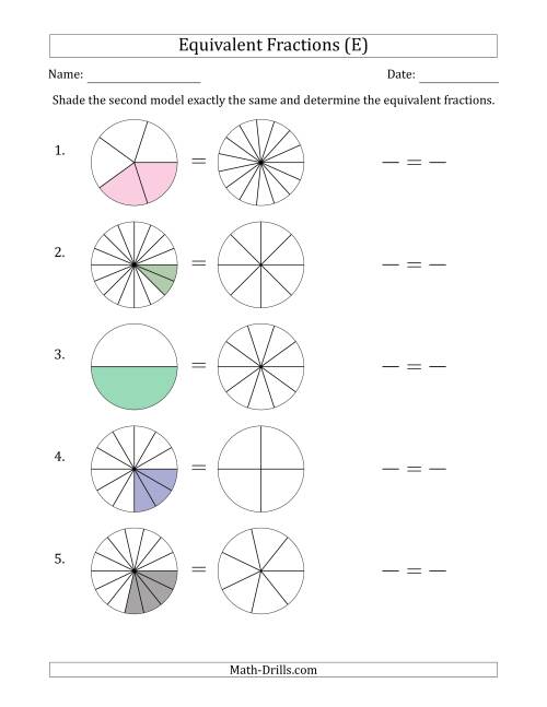 The Equivalent Fractions Models (E) Math Worksheet