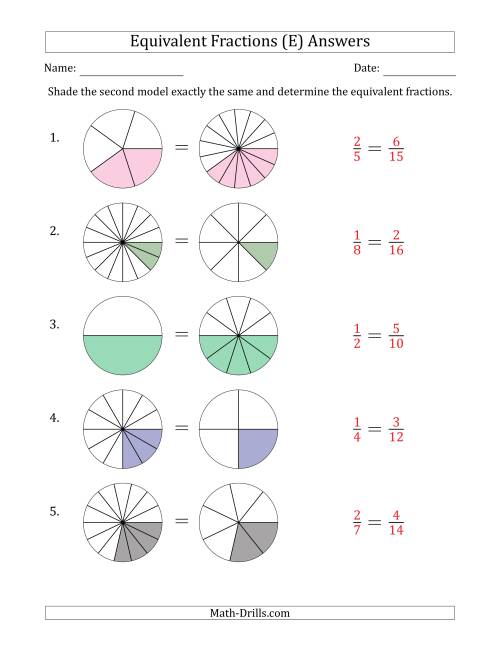The Equivalent Fractions Models (E) Math Worksheet Page 2