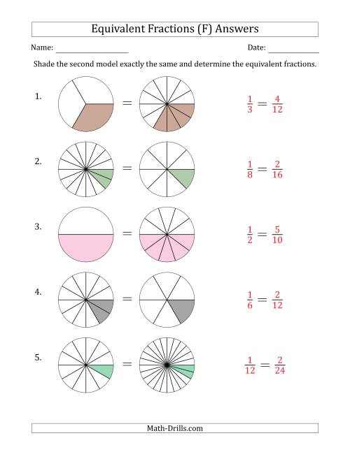 The Equivalent Fractions Models (F) Math Worksheet Page 2