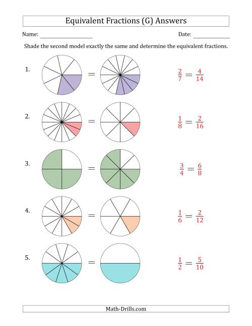 The Equivalent Fractions Models (G) Math Worksheet Page 2