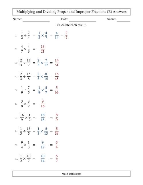 The Multiplying and Dividing Fractions (E) Math Worksheet Page 2