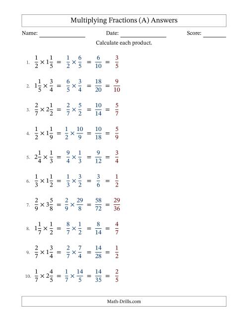 The Multiplying Proper and Mixed Fractions with All Simplification (Fillable) (A) Math Worksheet Page 2