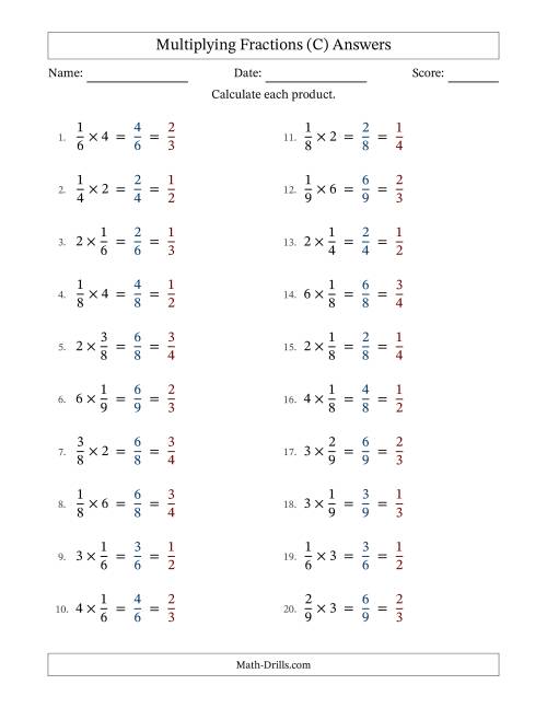 The Multiplying Fractions by Whole Numbers (C) Math Worksheet Page 2