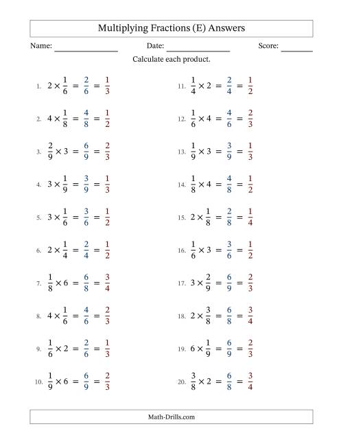 The Multiplying Fractions by Whole Numbers (E) Math Worksheet Page 2