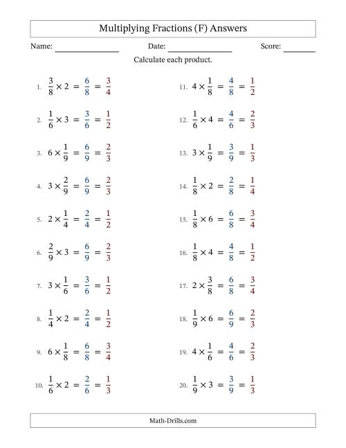 The Multiplying Fractions by Whole Numbers (F) Math Worksheet Page 2