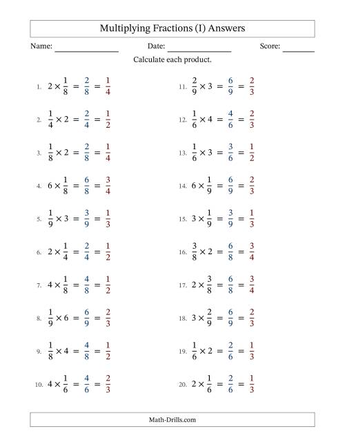 The Multiplying Fractions by Whole Numbers (I) Math Worksheet Page 2