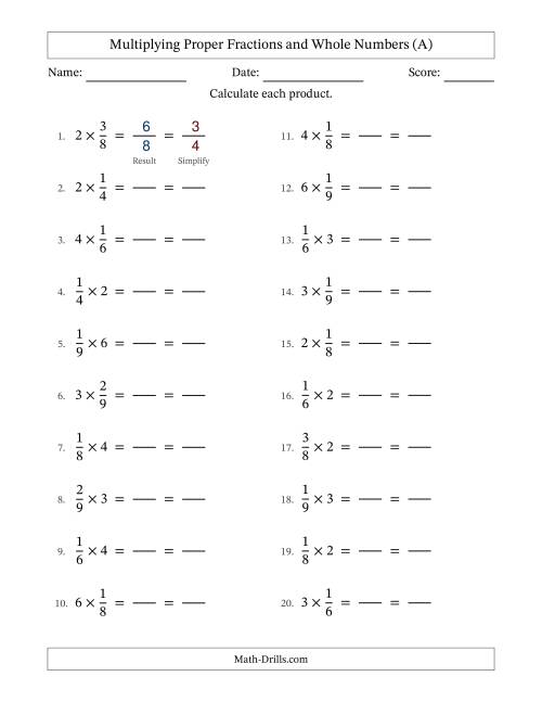 The Multiplying Fractions by Whole Numbers (All) Math Worksheet