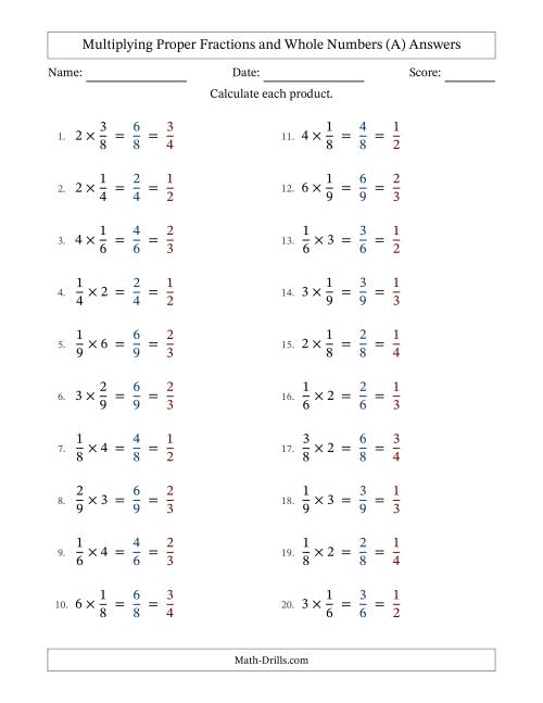 The Multiplying Fractions by Whole Numbers (All) Math Worksheet Page 2