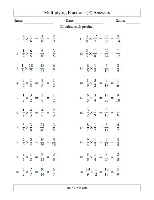 The Multiplying Proper and Improper Fractions (All Simplifying) (F) Math Worksheet Page 2