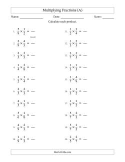 Multiplying 2 Proper Fractions (No Simplifying)