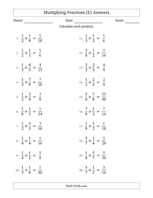 The Multiplying 2 Proper Fractions (No Simplifying) (E) Math Worksheet Page 2