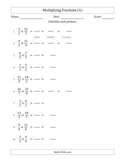 fraction worksheets 12th grade