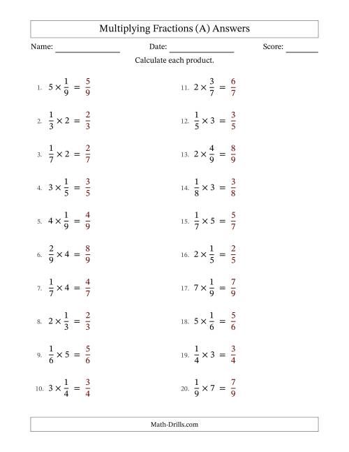 The Multiplying Proper Fractions and Whole Numbers with No Simplification (Fillable) (A) Math Worksheet Page 2