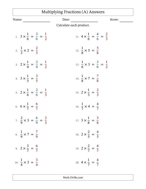 The Multiplying Proper Fractions and Whole Numbers with Some Simplification (Fillable) (A) Math Worksheet Page 2