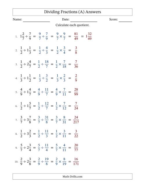 The Dividing Proper and Mixed Fractions with No Simplification (Fillable) (A) Math Worksheet Page 2