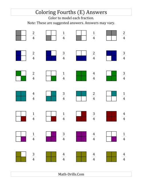 The Coloring Fourths Models (E) Math Worksheet Page 2
