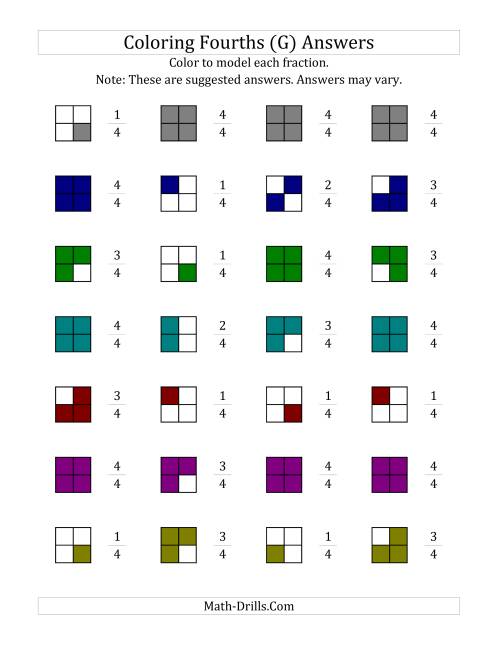 The Coloring Fourths Models (G) Math Worksheet Page 2