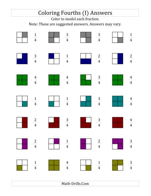The Coloring Fourths Models (I) Math Worksheet Page 2