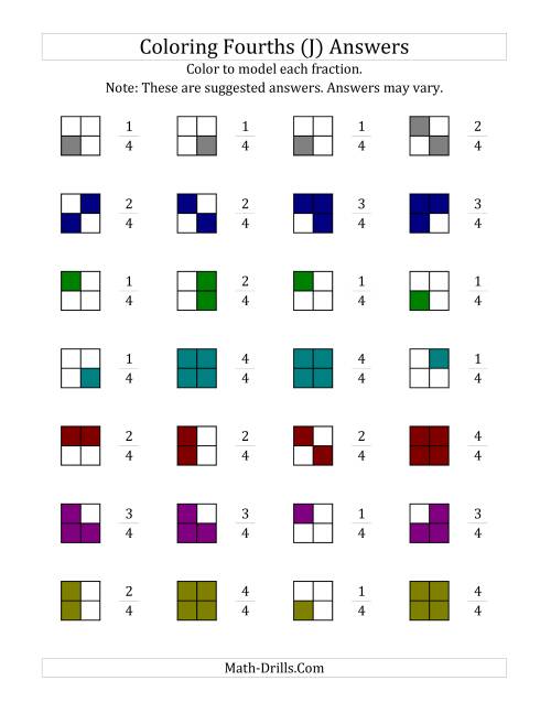 The Coloring Fourths Models (J) Math Worksheet Page 2