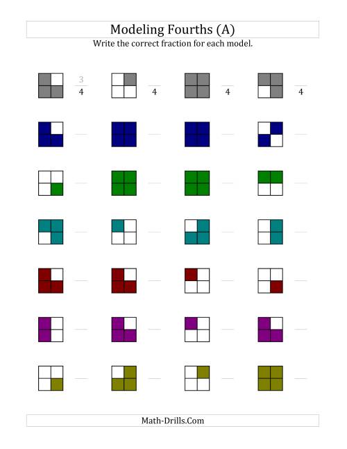 The Fourths Models (Color Version) (A) Math Worksheet