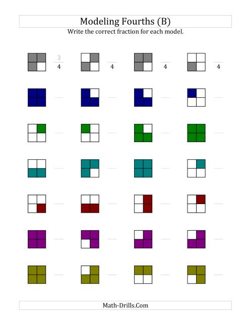 The Fourths Models (Color Version) (B) Math Worksheet