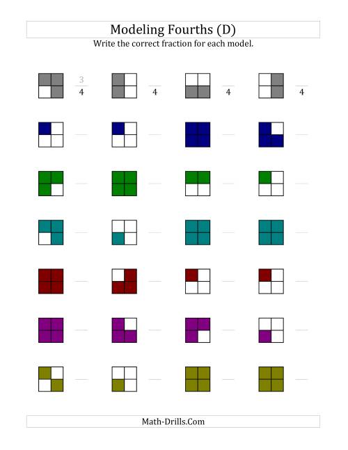 The Fourths Models (Color Version) (D) Math Worksheet