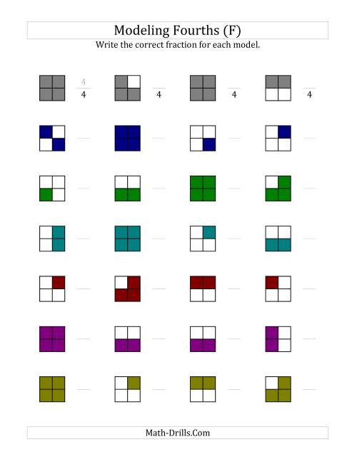 The Fourths Models (Color Version) (F) Math Worksheet