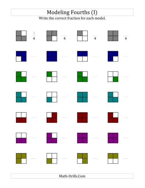 The Fourths Models (Color Version) (I) Math Worksheet