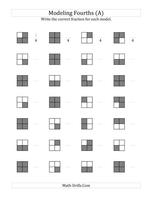 The Fourths Models (Grey Version) (A) Math Worksheet