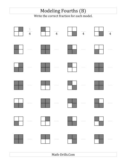 The Fourths Models (Grey Version) (B) Math Worksheet