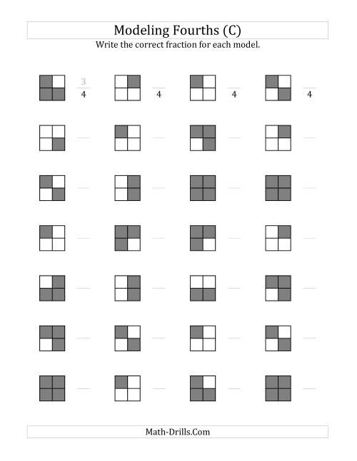 The Fourths Models (Grey Version) (C) Math Worksheet