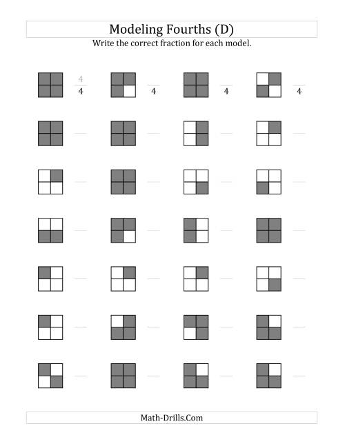 The Fourths Models (Grey Version) (D) Math Worksheet