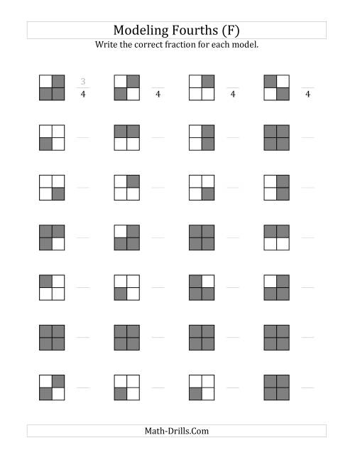 The Fourths Models (Grey Version) (F) Math Worksheet