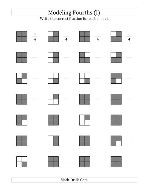 The Fourths Models (Grey Version) (I) Math Worksheet