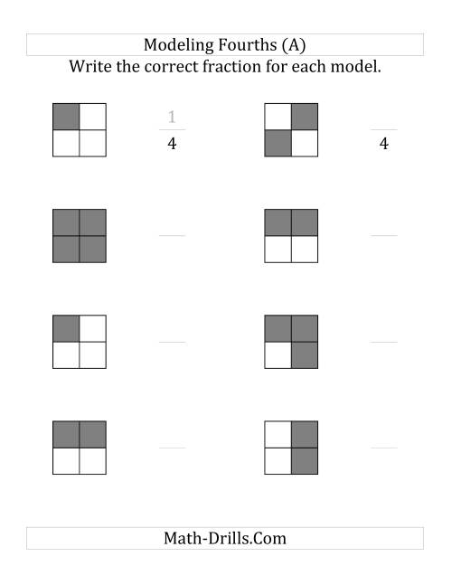 The Fourths Models (Grey Version) (Large Print) Math Worksheet