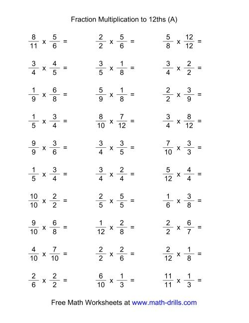Old Fractions Multiplication Worksheets