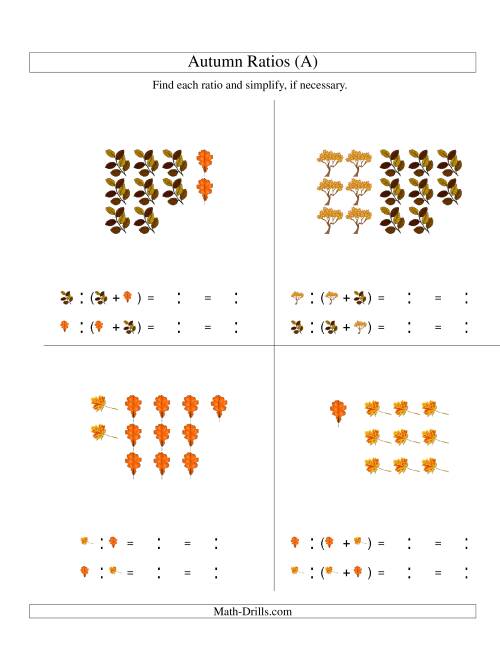 The Autumn Picture Ratios (A) Math Worksheet