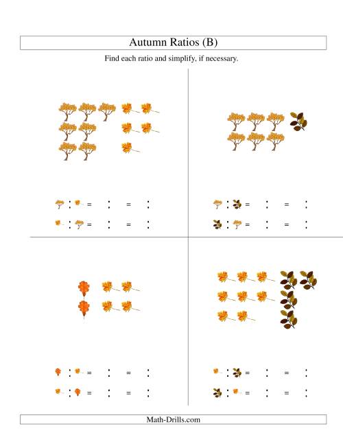 The Autumn Picture Simple Ratios (B) Math Worksheet