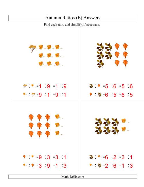The Autumn Picture Simple Ratios (E) Math Worksheet Page 2