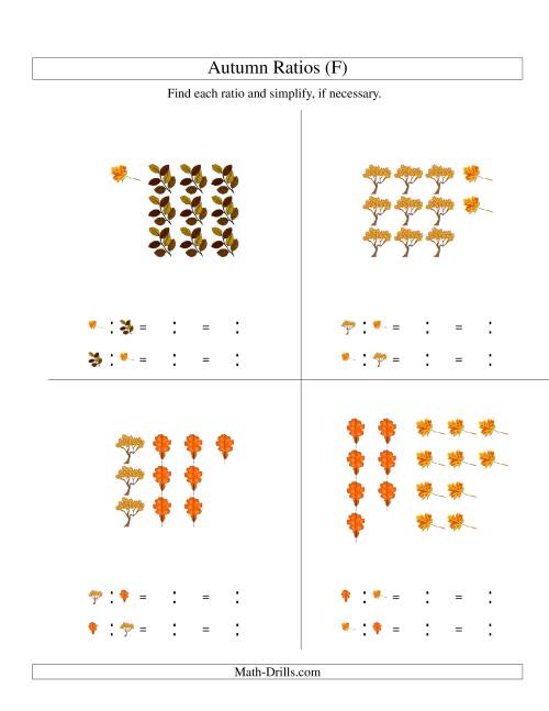 The Autumn Picture Simple Ratios (F) Math Worksheet