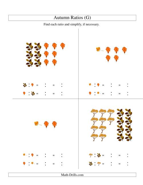 The Autumn Picture Simple Ratios (G) Math Worksheet