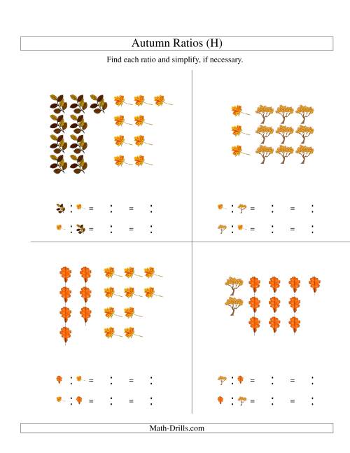 The Autumn Picture Simple Ratios (H) Math Worksheet