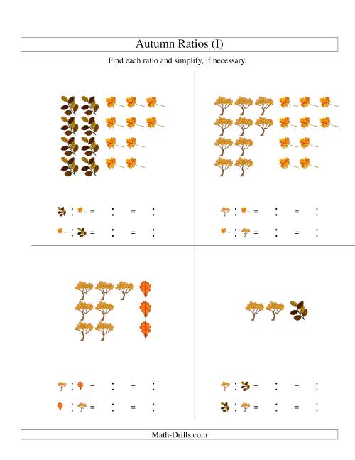 The Autumn Picture Simple Ratios (I) Math Worksheet