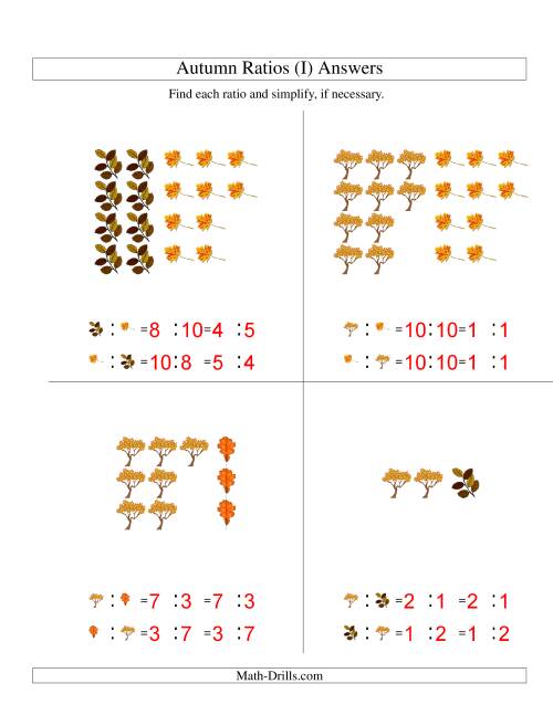 The Autumn Picture Simple Ratios (I) Math Worksheet Page 2