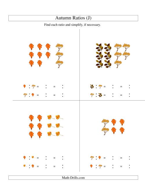 The Autumn Picture Simple Ratios (J) Math Worksheet