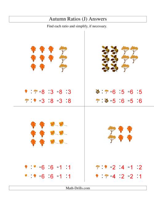 The Autumn Picture Simple Ratios (J) Math Worksheet Page 2