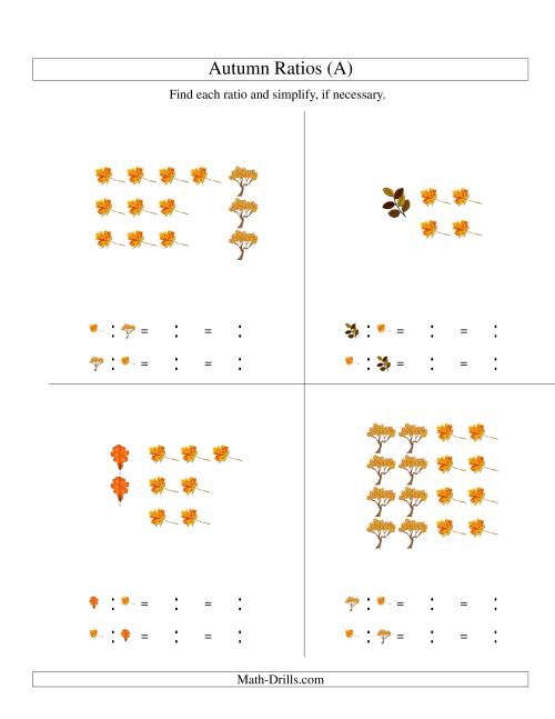The Autumn Picture Simple Ratios (All) Math Worksheet