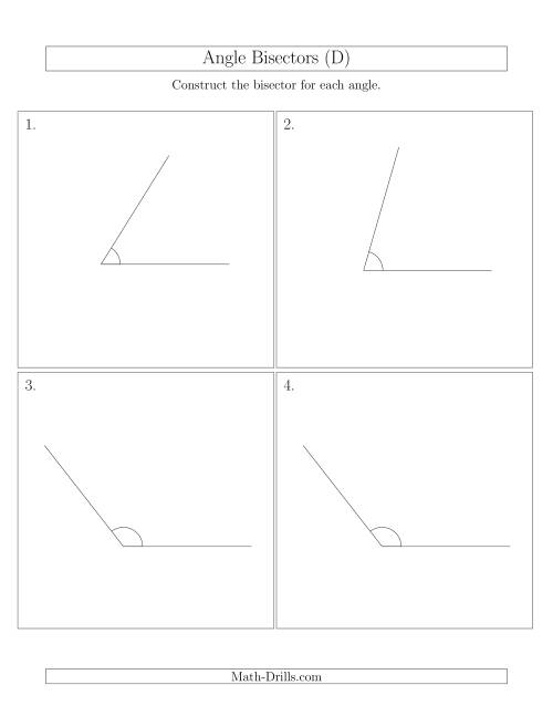 The Angle Bisectors with One Horizontal Segment (D) Math Worksheet
